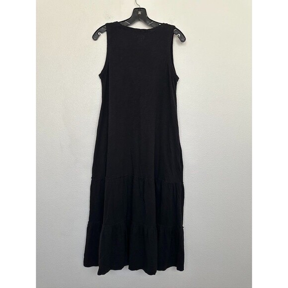 Pact Relaxed Slub Patio Tiered Cotton Sleeveless Dress Black Women's Size Medium - Picture 10 of 11
